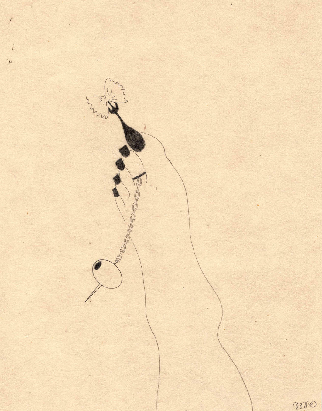 Farfalle Foot Original Drawing